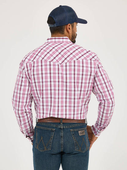 Wrangler 20X Pink Plaid Long Sleeve Snap
