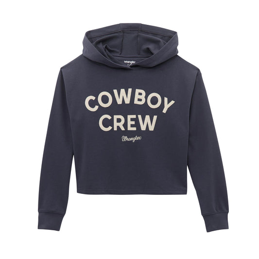Wrangler Long Sleeve Cropped Hoodie Relaxed Fit Odyssey Gray