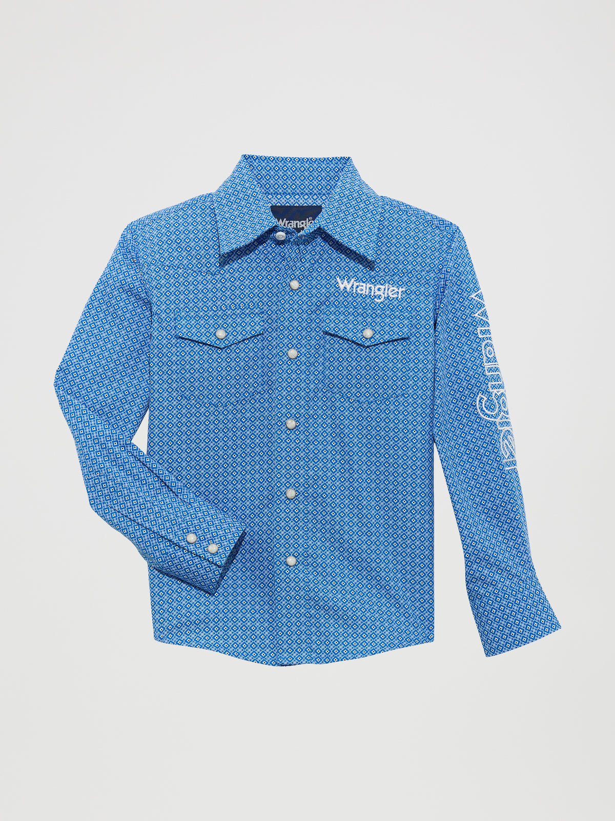 Wrangler Blue Long Sleeve Logo Sleeve Shirt