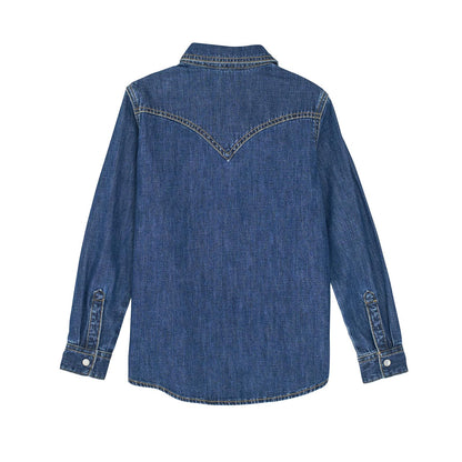 Wrangler Girls Western Snap Shirt Dark Denim