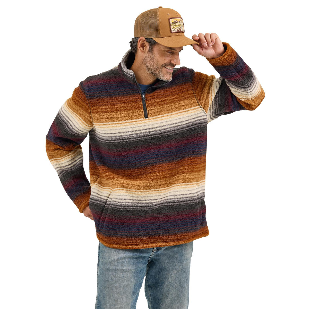 Wrangler Sherpa 1/4 Zip Pullover Multi Stripe