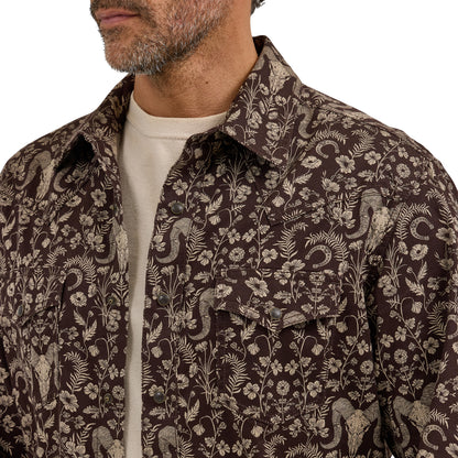 Wrangler Retro Premium Brown Western Print Long Sleeve Snap