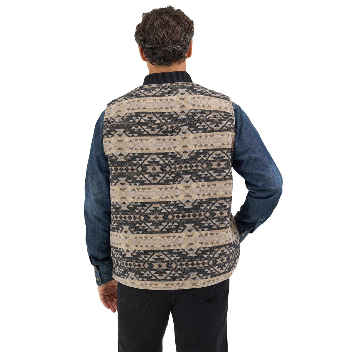 Wrangler Jacquard Vest Sherpa Lined Raven