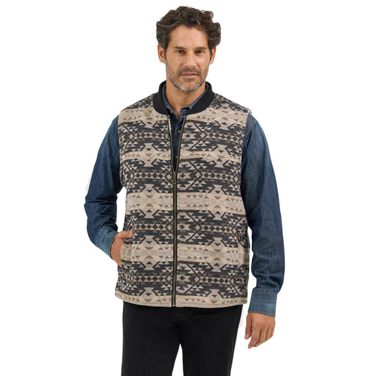 Wrangler Jacquard Vest Sherpa Lined Raven