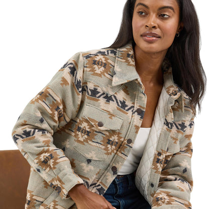 Wrangler Retro Quilt Lined Jacquard Shacket Green