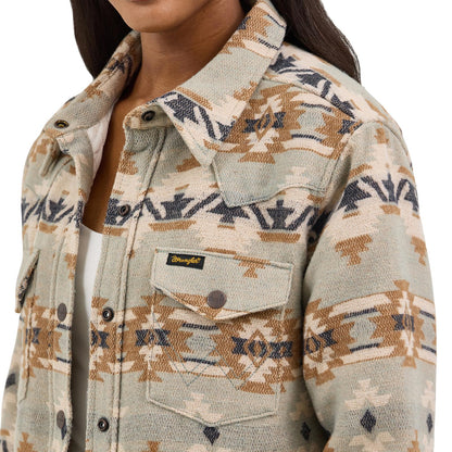 Wrangler Retro Quilt Lined Jacquard Shacket Green