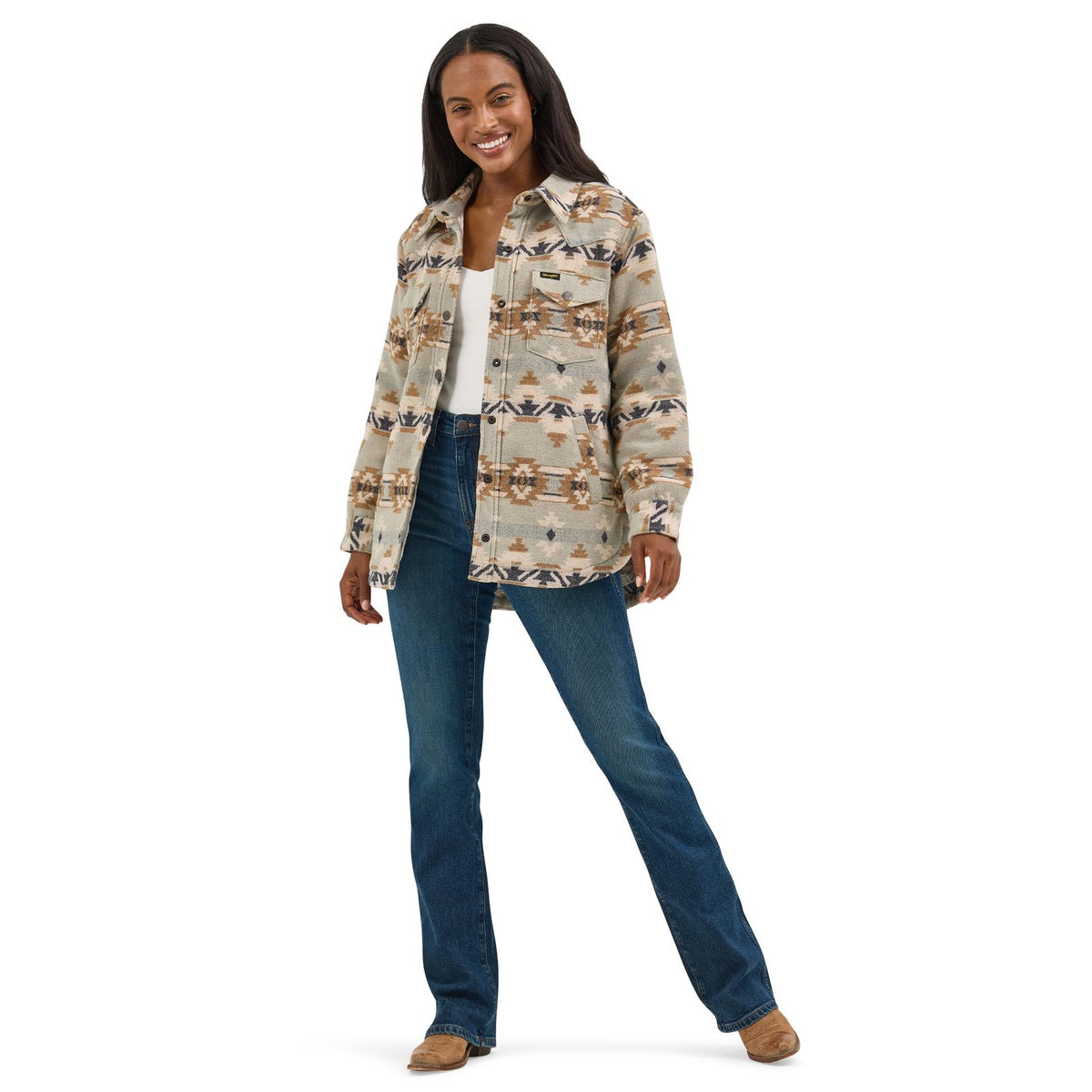 Wrangler Retro Quilt Lined Jacquard Shacket Green