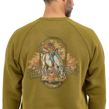 Wrangler Crew Pullover Sweatshirt Regular Fit Olive Drab