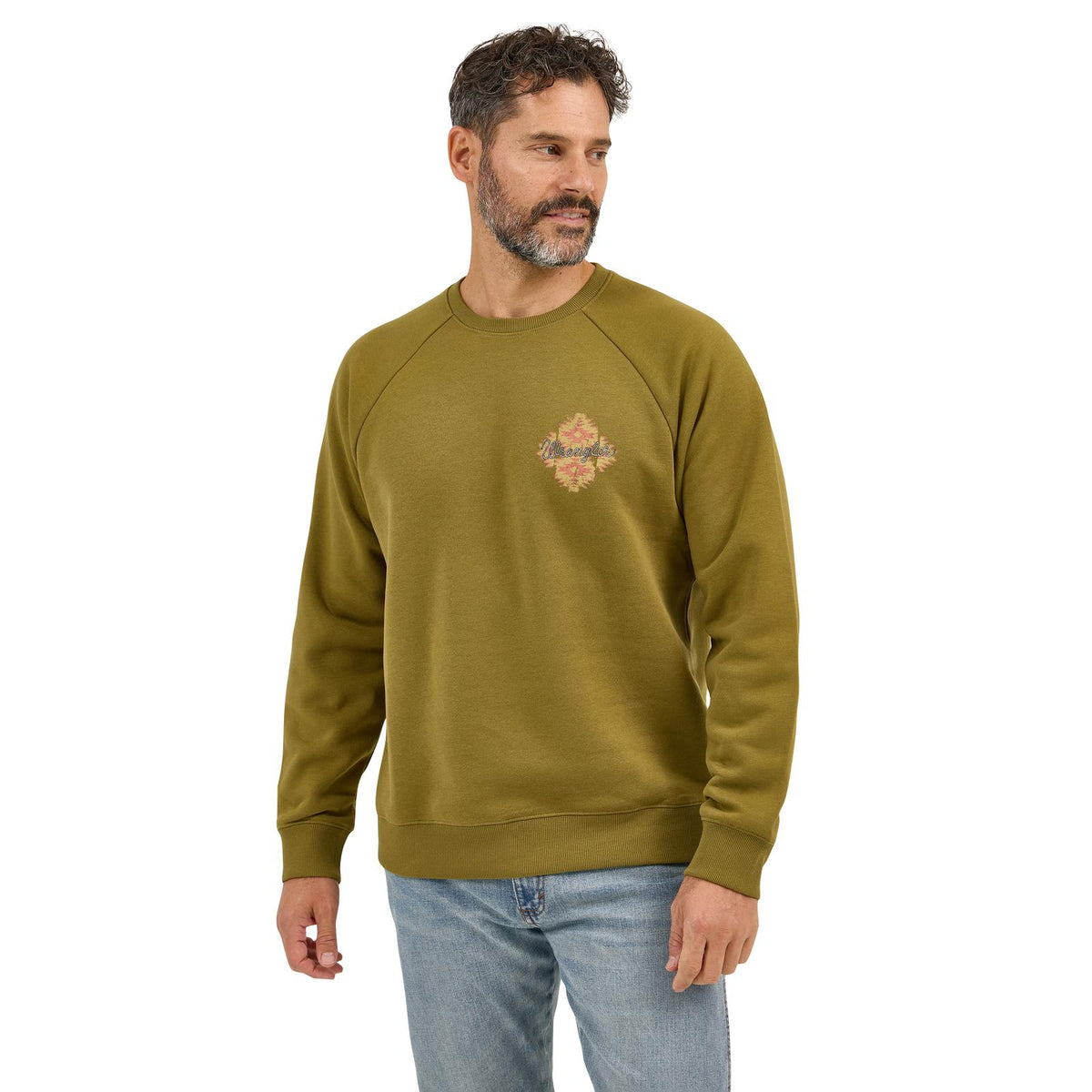 Wrangler Crew Pullover Sweatshirt Regular Fit Olive Drab