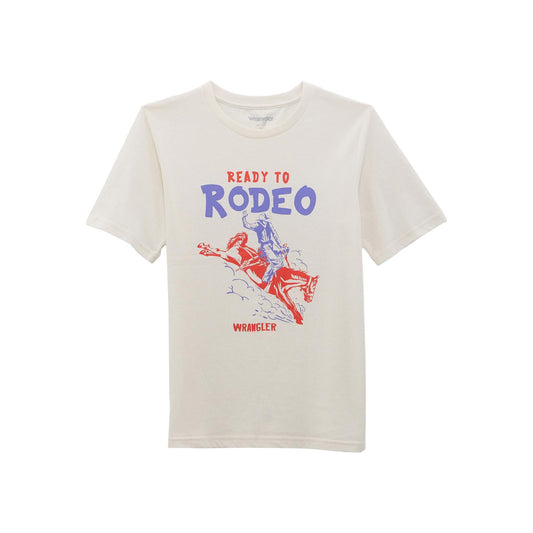 Wrangler Kids Short Sleeve T-Shirt Ready to Rodeo Marshmallow