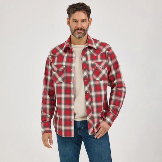 Wrangler Retro Long Sleeve Shirt Modern Fit Red Multi