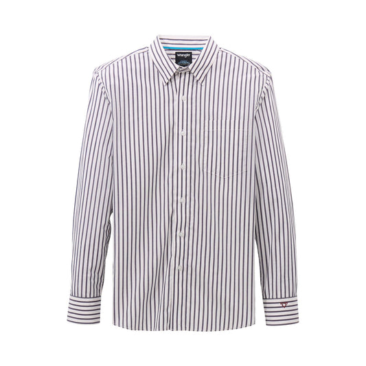 Wrangler X Cody Johnson Long Sleeve Shirt Classic Fit White/Navy