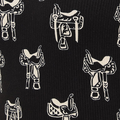 Wrangler Retro Punchy Saddle Print Mock Neck Knit Black