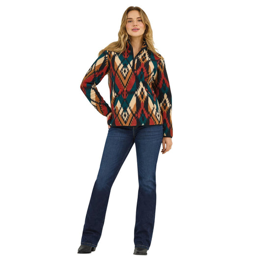 Wrangler Retro Americana Sherpa Zip Pullover Teal