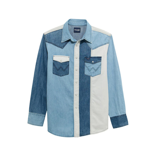 Wrangler Vintage Inspired Long Sleeve Denim Shirt Indigo Multi