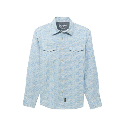 Wrangler Retro Premium Long Sleeve Snap Shirt Modern Fit Blue/White