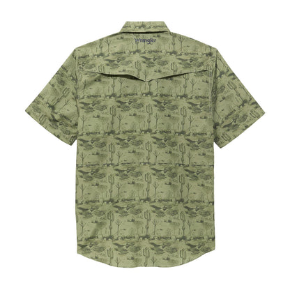 Wrangler ATG Performance Short Sleeve Shirt Olivine Print