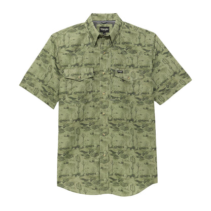 Wrangler ATG Performance Short Sleeve Shirt Olivine Print
