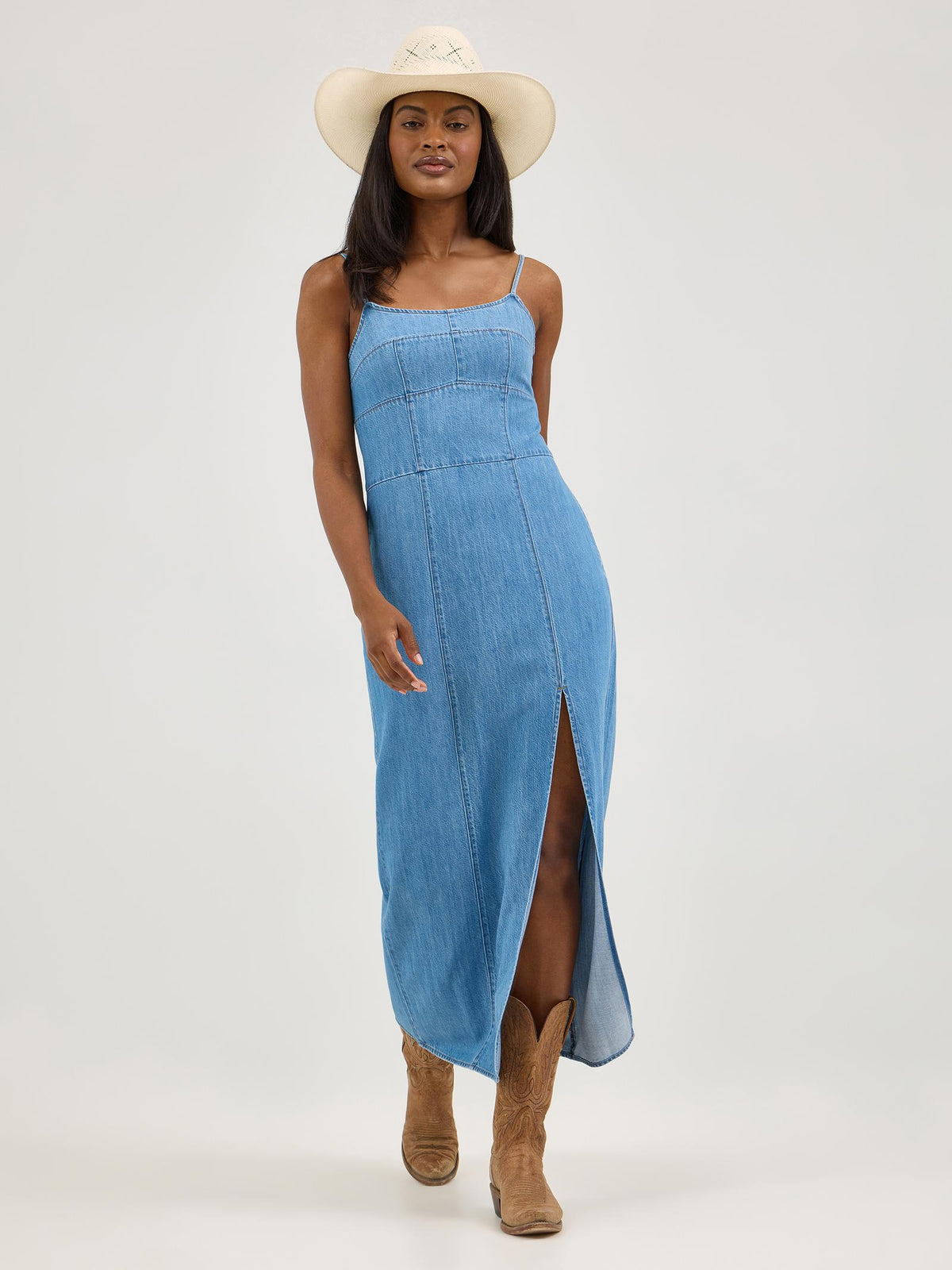 Wrangler Retro Punchy Maxi Denim Dress Mid Denim