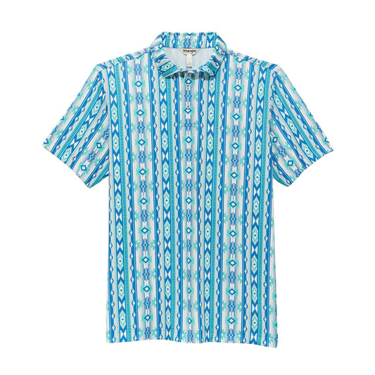 Wrangler ATG Short Sleeve Performance Polo Shirt Regular Fit Checotah Turquoise