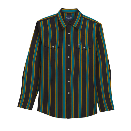Wrangler Vintage Brushpopper Long Sleeve Shirt Black Multi
