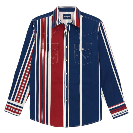 Wrangler Vintage Brushpopper Long Sleeve Shirt Red Multi Stripe