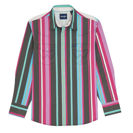 Wrangler Vintage Brushpopper Long Sleeve Shirt Blue Multi Stripe
