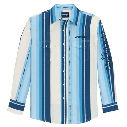 Wrangler Long Sleeve Team Shirt Blue Multi Stripes