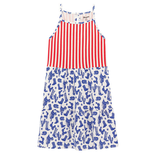 Wrangler Girls Americana Dress White White & Blue
