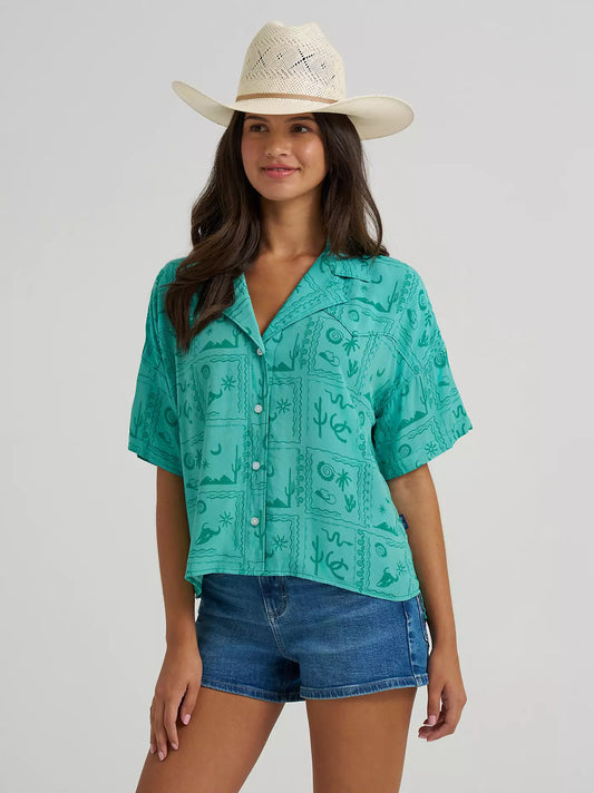 Wrangler Retro Punchy Camp Shirt Green