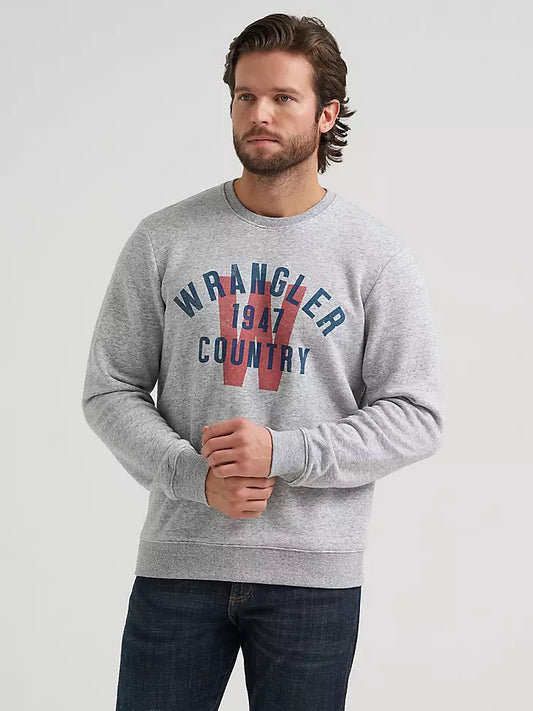 Wrangler 1947 Country Graphic Fleece Sweatshirt Grey Mele