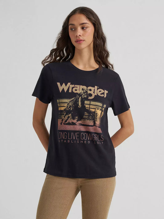 Wrangler Long Live Cowgirls T-Shirt Black Beauty
