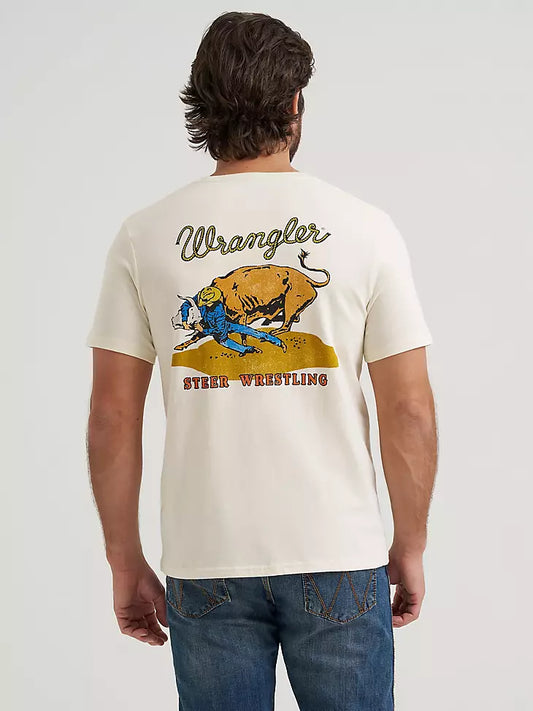 Wrangler Steer Wrestling Graphic T-Shirt Antique White