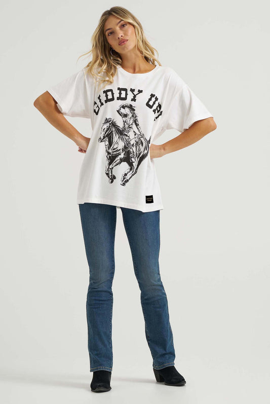 Wrangler X Lainey Wilson Giddy Up T-Shirt White
