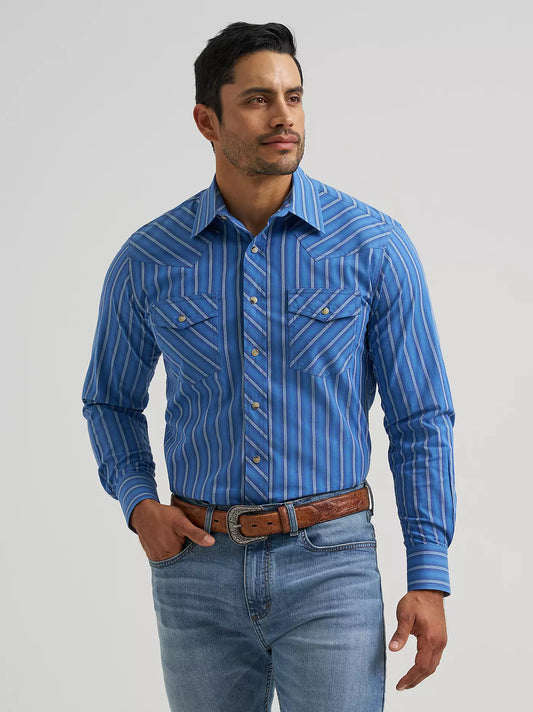 Wrangler 20X Competition Advanced Comfort Long Sleeve Shirt Classic Fit Navy