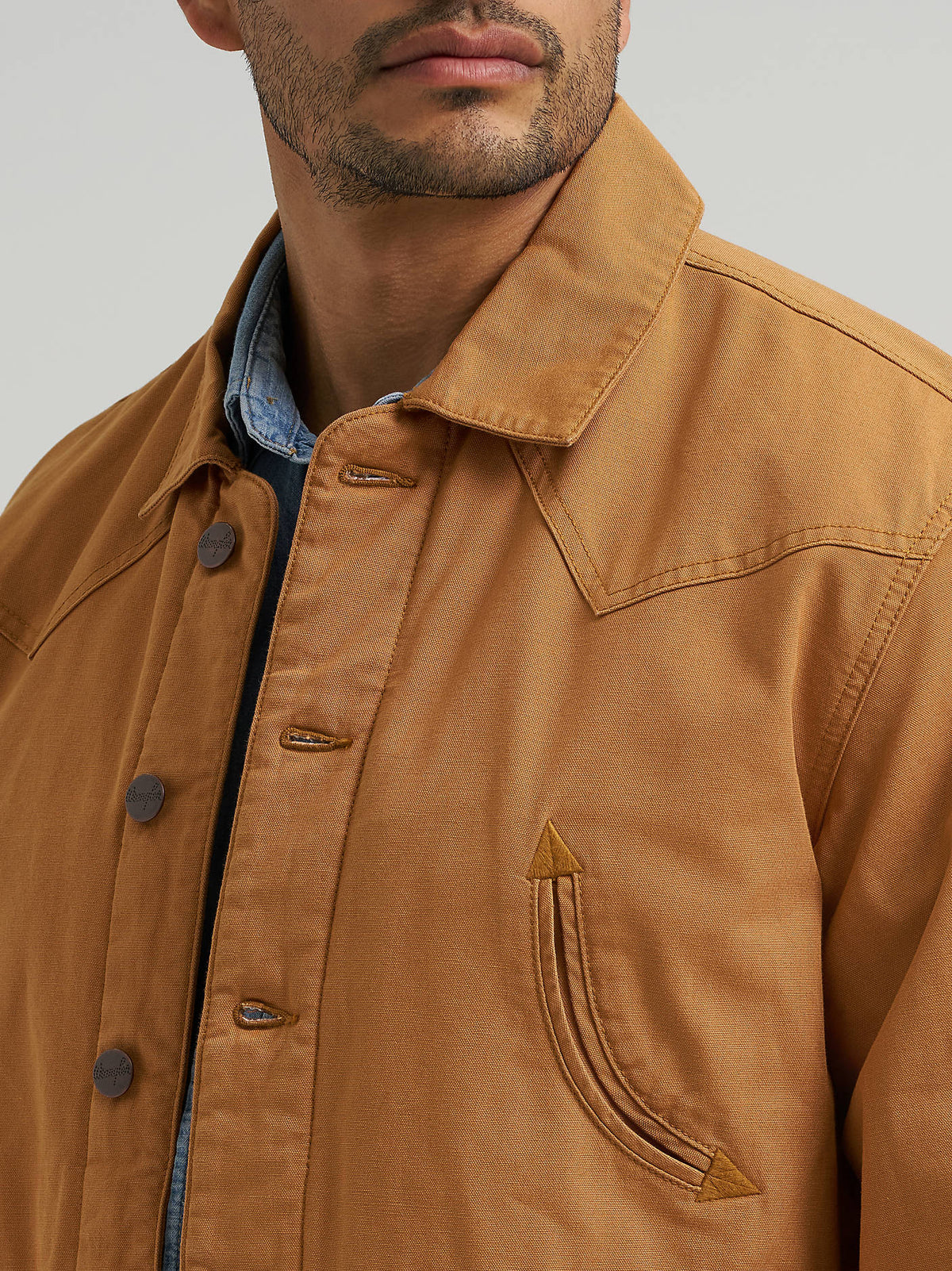 Wrangler Mens Western Lined Canvas Barn Coat Brown Sugar