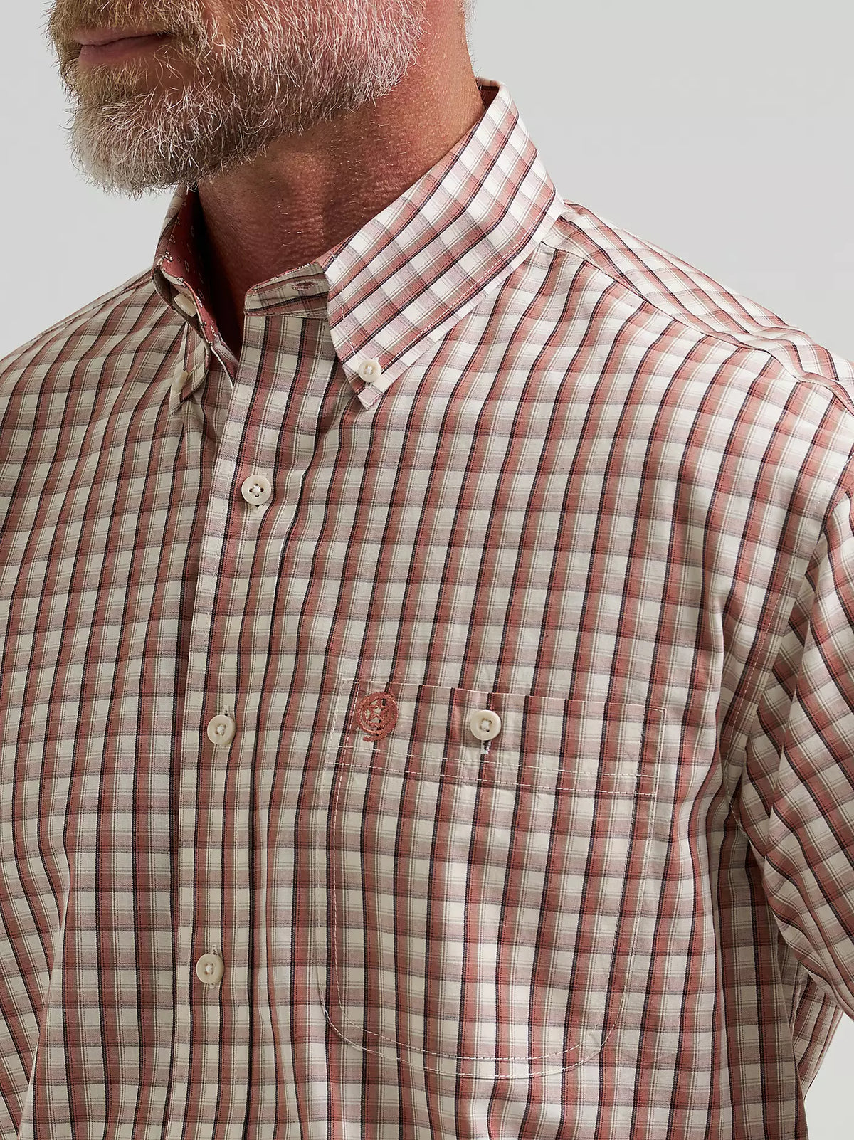 Wrangler George Strait Long Sleeve Button Down One Pocket Shirt Adobe Check