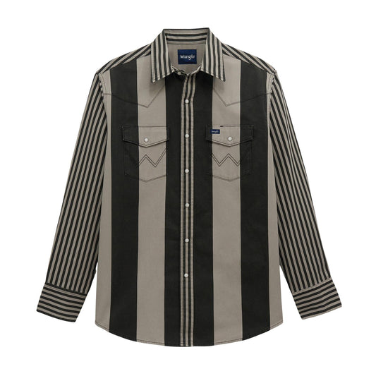 Wrangler Vintage Inspired Brushpopper Long Sleeve Shirt Classic Fit Black/Grey