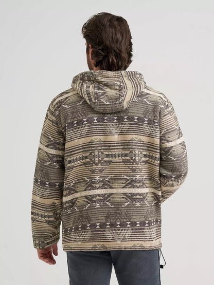 Wrangler Jacquard Quarter Zip Hooded Popover Jacket Canyon Sand