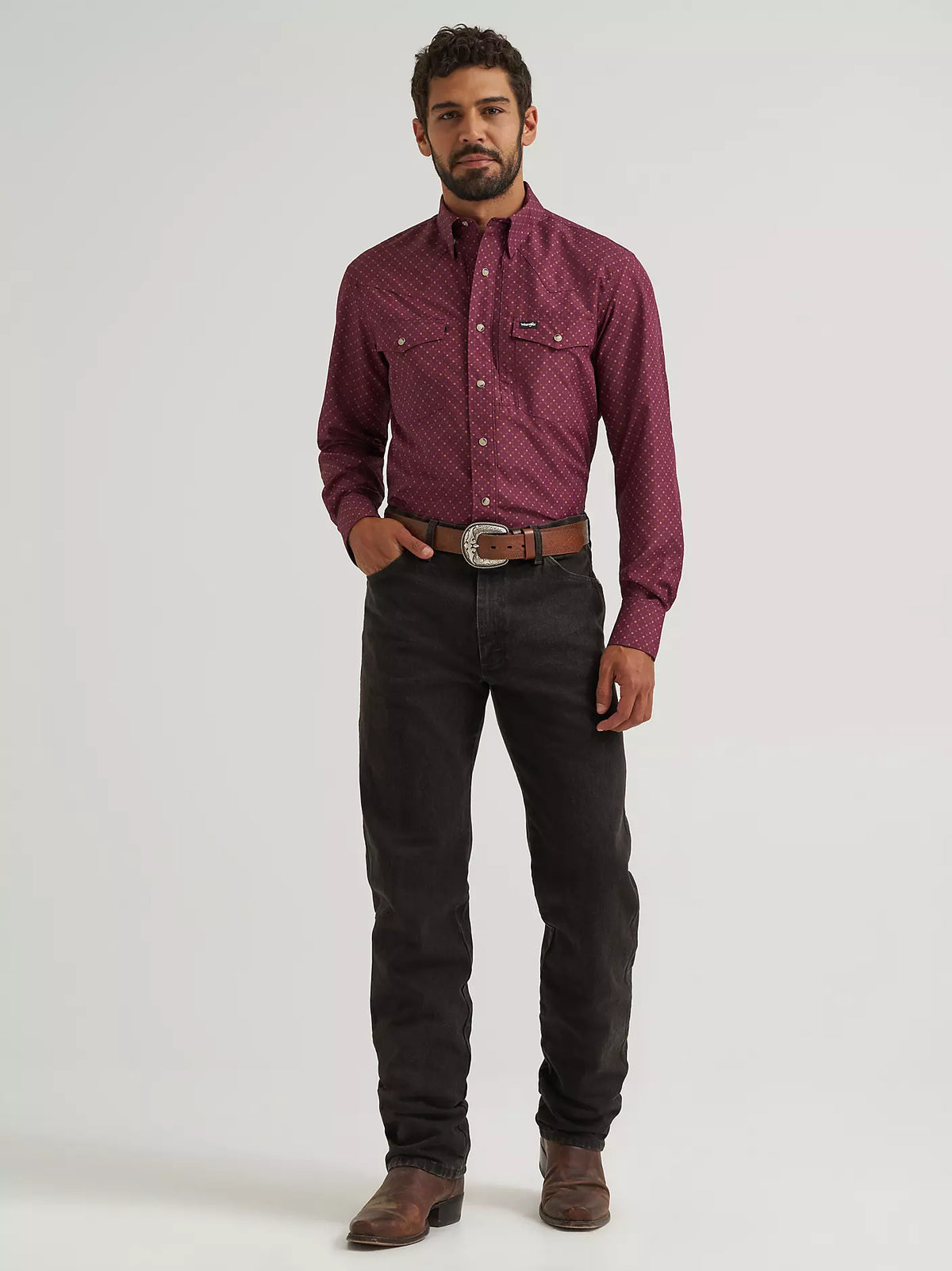 Wrangler All Terrain Gear Men's Performance Print Shirt Lattice Fig