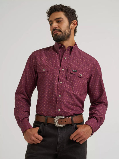 Wrangler All Terrain Gear Men's Performance Print Shirt Lattice Fig