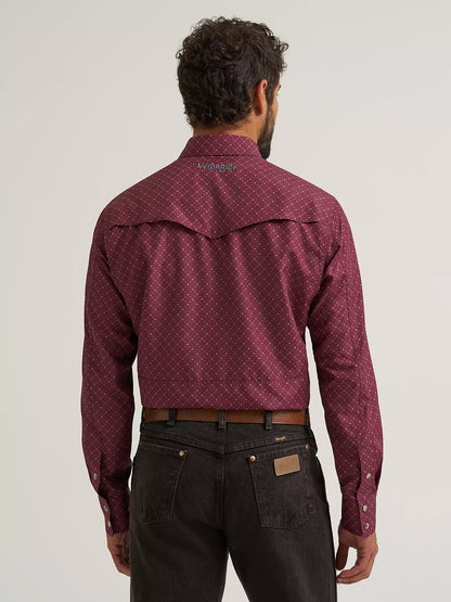 Wrangler All Terrain Gear Men's Performance Print Shirt Lattice Fig