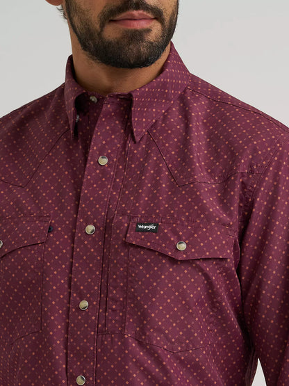 Wrangler All Terrain Gear Men's Performance Print Shirt Lattice Fig