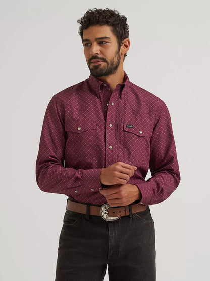 Wrangler All Terrain Gear Men's Performance Print Shirt Lattice Fig