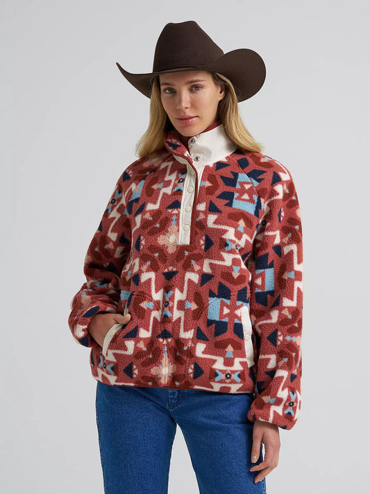 Wrangler Ladies Wrangler Big Sky Sherpa Snap Pullover Sunbaked Geo