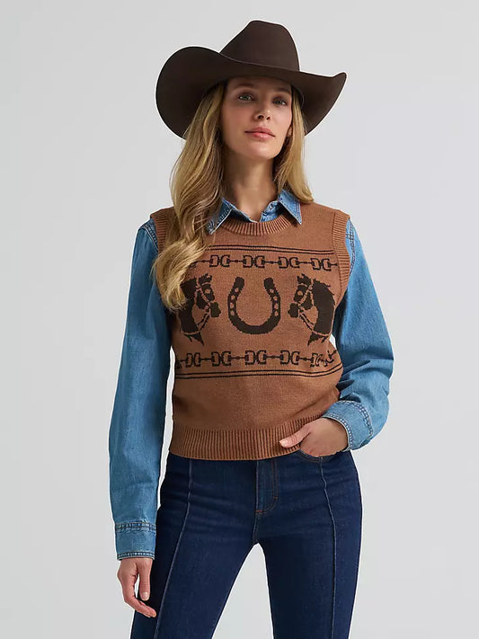 Wrangler Womens Horse Sweater Vest