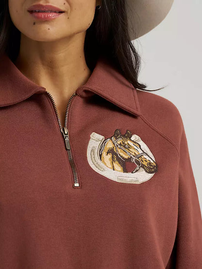 Wrangler Womens Horseshoe Collared Zip Pullover