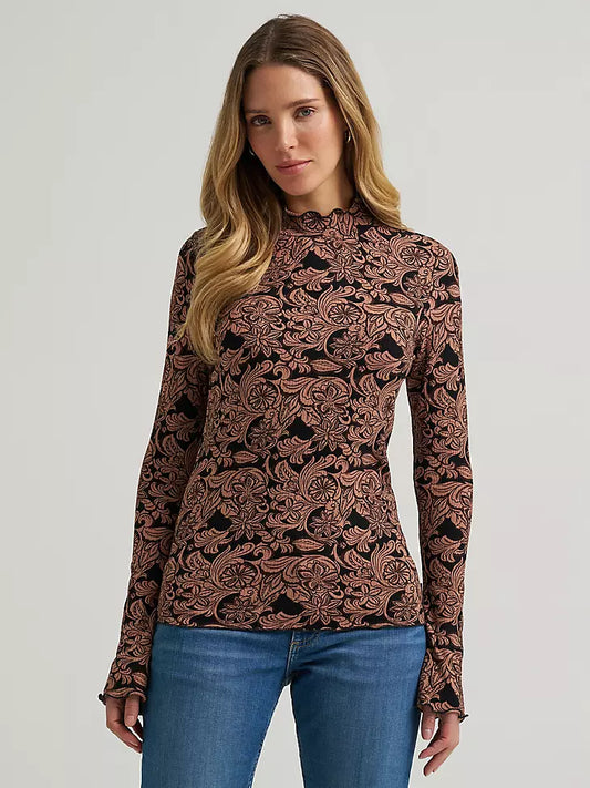 Wrangler Women's Mock Neck Knit Blouse