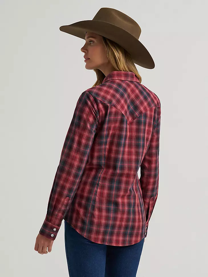 Wrangler Ladies Essential Western Snap Shirt Red