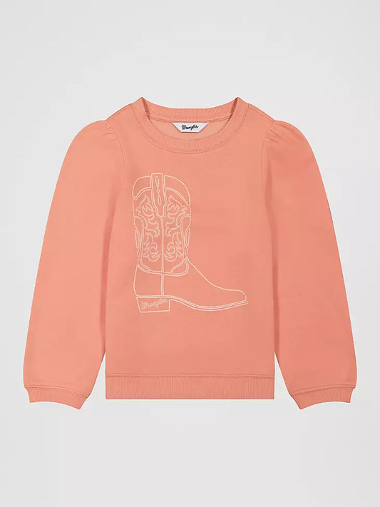Wrangler Kids Puff Sleeve Graphic Fleece Sweatshirt
